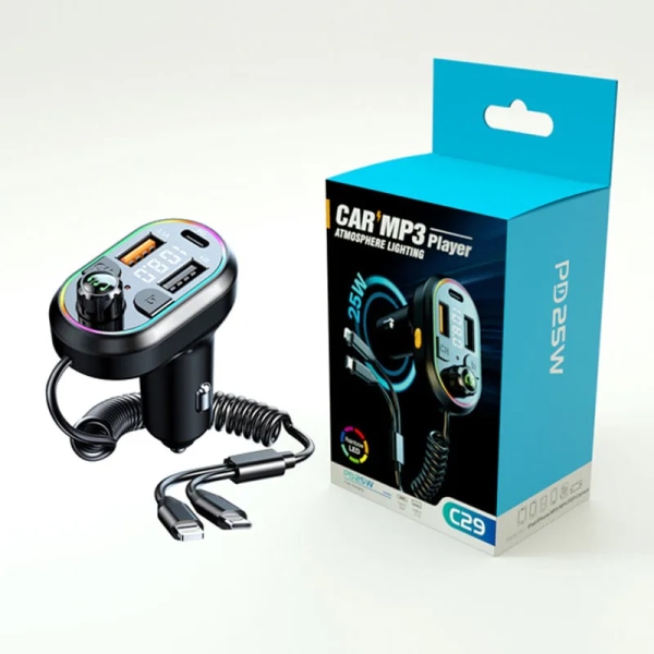 Bil Bluetooth 5.0 FM sender trådløs lyd mottaker bil MP3 spiller