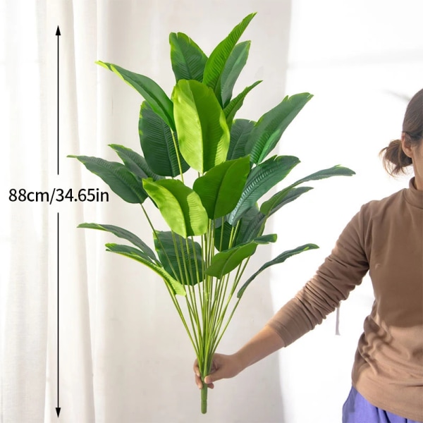 88cm 24 Blade Store Tropisk Palme Træ Falske Banan Planter Blade Rigtige Touch Strelizia Plastic Monstera Plante