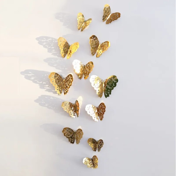 12 stykker mote 3D hul sommerfugl kreativ vegg klistremerke for gjør-det-selv vegg klistremerker moderne veggkunst hjem dekorasjoner diy gave