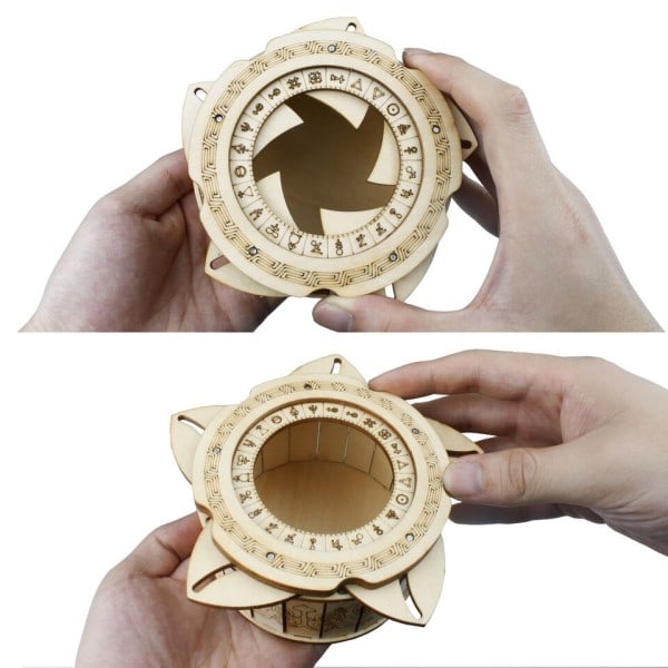 Iris Box Mekanisk Gear Treasure 3D Træ Puslespil Håndværk Legetøj Hjerner Teaser