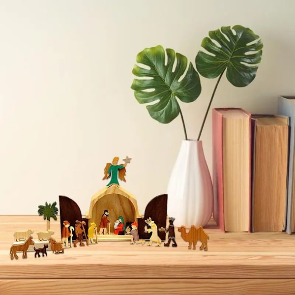 Jul Fødsel Set Klassisk Fødsel Figurer Midtpunkt Dekorasjon Fødsel Scene Tre Ornamenter