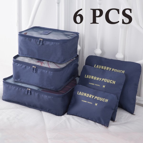 6 STK Reisearrangør Oppbevaring veske sett for klær ryddig garderobe koffert veske reisearrangør bag veske
