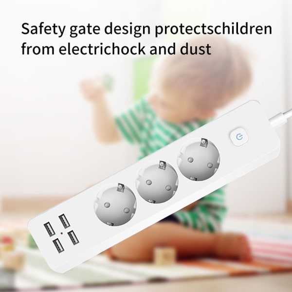 2200W 10A Power Strip Desktop EU Stik Socket Stiktag Flere Socket med USB Opladning Adapter Switch