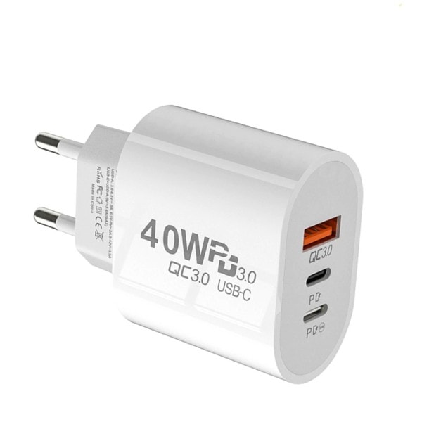 USB C Oplader 60W Hurtig Opladning Oplader 3Porte Type C