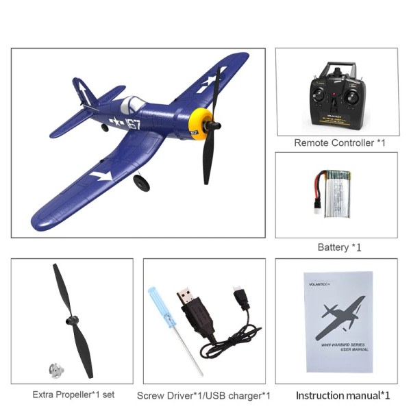 VOLANTEXRC 761-8 2.4GHz RC Lentokone 6-akselinen Gyro F4U Corsair EPP RC Plane Foam Trainer Warbird