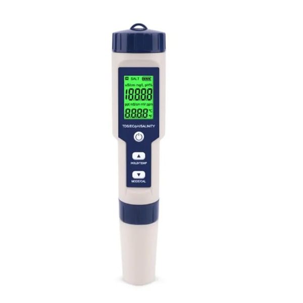 5 IN 1 PH Temperatur TDS EC Saltholdighet Meter Digital Vanntett Med Automatisk Kalibrering Funksjon Vann Kvalitet PH Tester