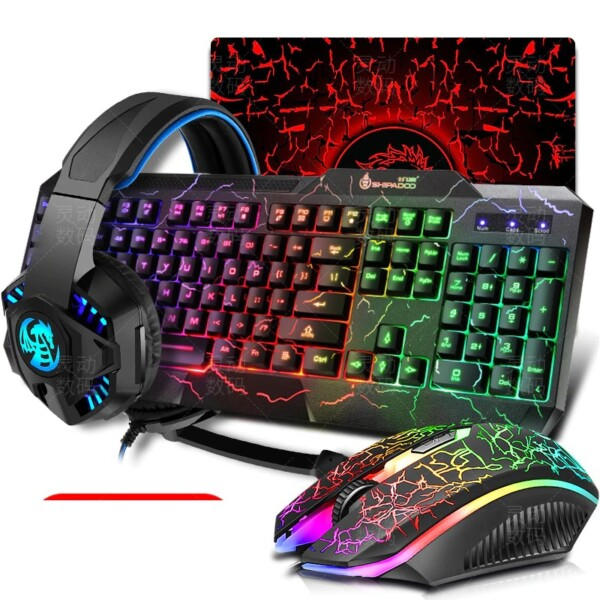 Gaming tangentbord mus LED andning bakgrundsbelysning ergonomi pro  kombos USB kabel full nyckel