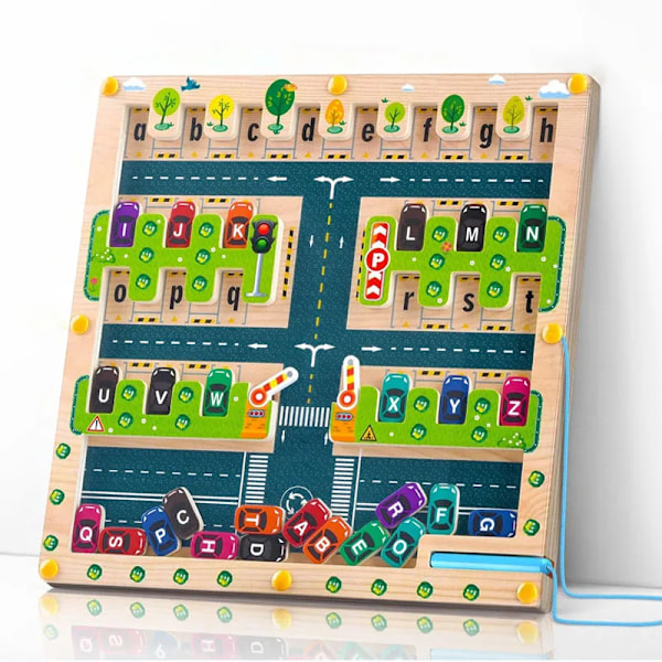 Magnetisk Alfabet Labyrint Brev Pussel Montessori Motor Skills Leksaker