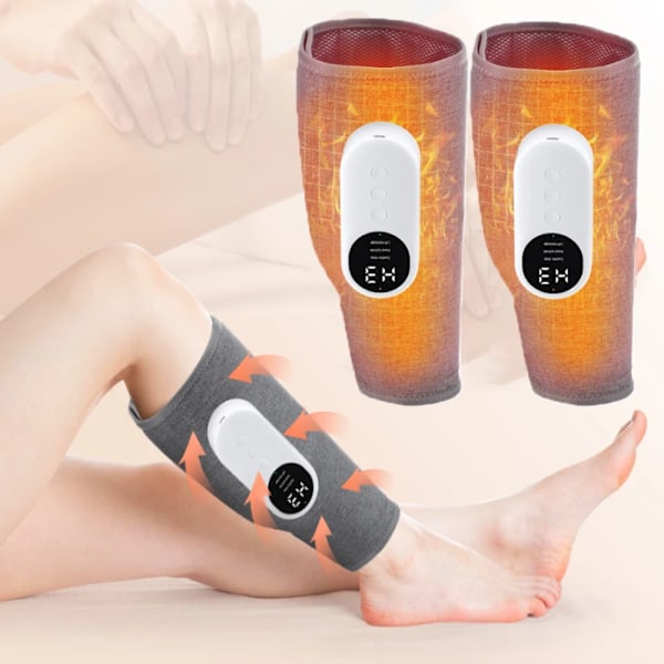2 stykker 360° Fod Luft Tryk Ben Massager Med Varme Kompression 3 Modes Trådløs Ben Kalv Muskel Massage Blod Cirkulation for ældre