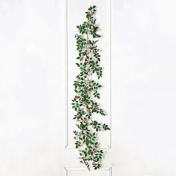 Kunstig Rose Blomster Rattan Vine Twine Og Fest Bryllup Hjem Gjerde Vegg Dekorasjon