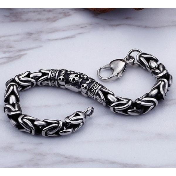 Gotisk stil sølv farve kranie kæde armbånd til mænd rock fest smykker biker armbånd