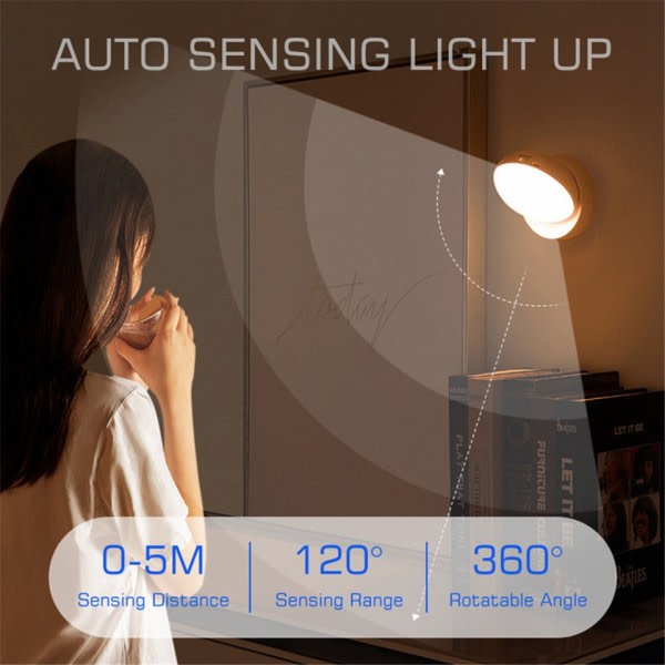 Bevegelse Sensor LED Natt Lys Vegg Lamper Oppladbare  Under skap Lys