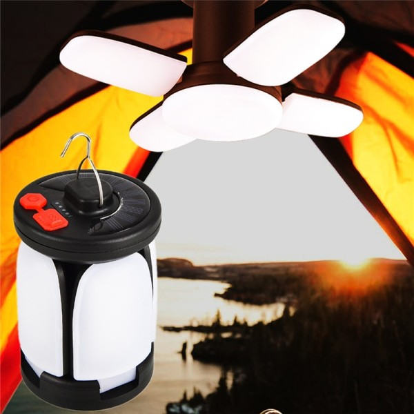 LED Løv Camping Lampe Hængt Nød Solar USB Genopladeligt Telt Camping Lys