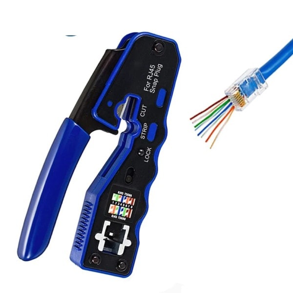 RJ45 Crimp Verktøy Pass Through Crimper Cutter