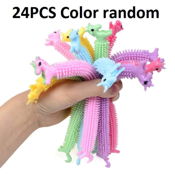 30 bitar Funny Unicorn Pull Maskar Nudlar Fidget Toys Stretch String TPR Rep Anti Stress Leksaker