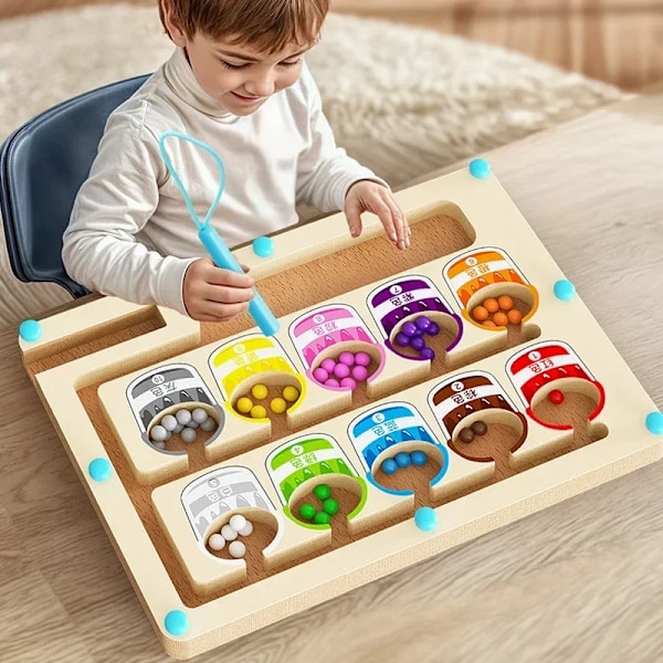 Montessori Magnetisk Färg Sortering Spel Maze Board