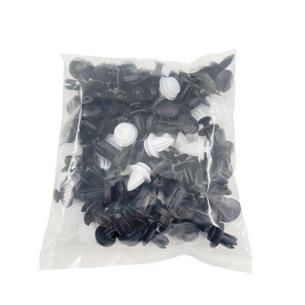 100 st OPP påse blandat pack 6 typer universell bil spänne plast fast spänne fäst