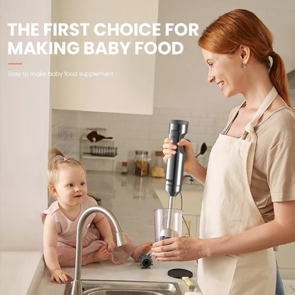 Hånd Immersion Blender 1000W Kraftfuld 4-i-1 rustfrit stål pind mad mixer