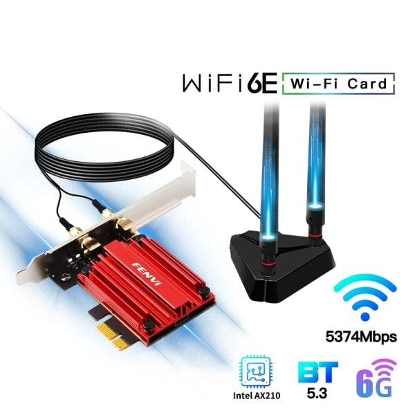 WiFi adapter WiFi Tri Band Bluetooth Spill Rød Trådløst Nettverk kort