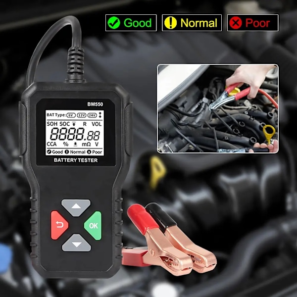 Batteri System Detect 100-2000 CCA Bil Batteri Verktyg 6V 12V 24V Bil Batteri Tester