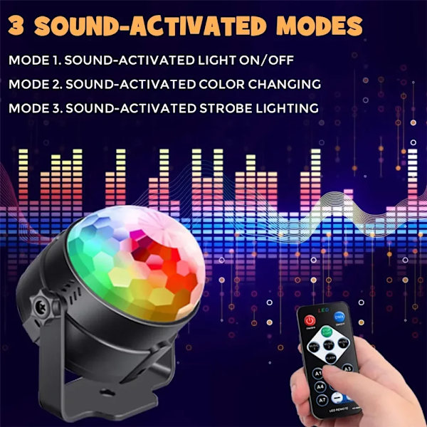 7 farger Strobe lys lyd aktivert scene med fjernkontroll disco ball lamper for hjem