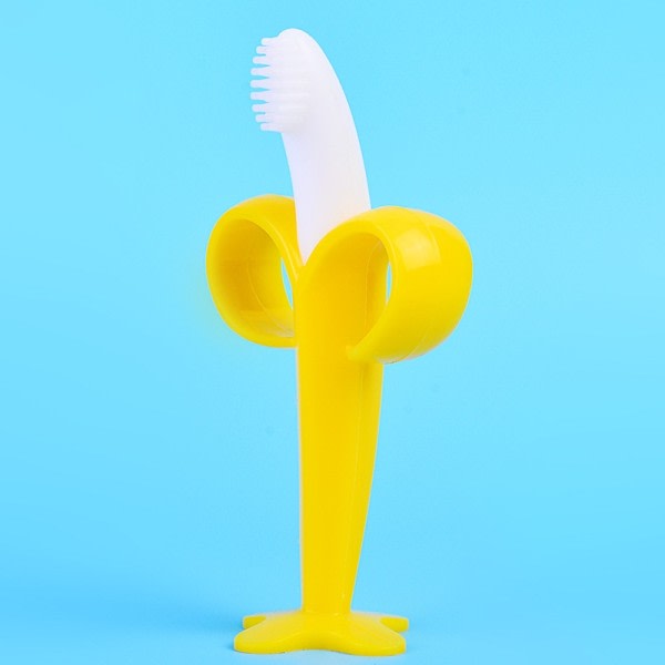 Baby Silicone Træning Tandbørste BPA Free Banan Shape Safe Toddle Biring Chew Legetøj