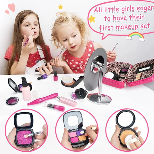 Set om 21 bitar Barn Smink Kit Simulering Kosmetika Set Låtsas Smink Flickor Leksaker Lek Hus Fake Smink Leksaker