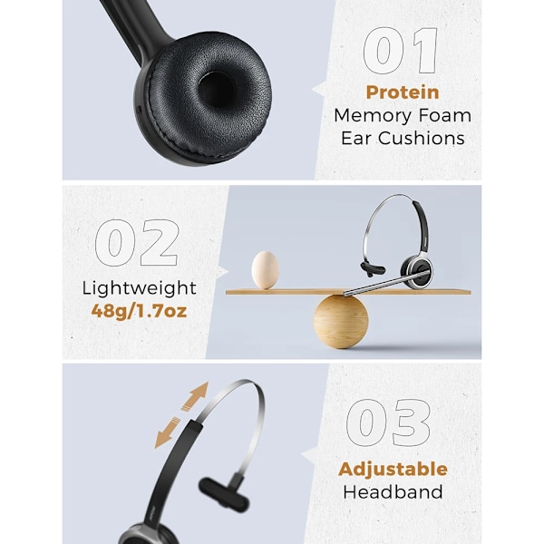 2 pack Mpow M5 Bluetooth V5.0 Headset Trådlöst Lastbil Driver Hörlurar Handsfree Call Headset