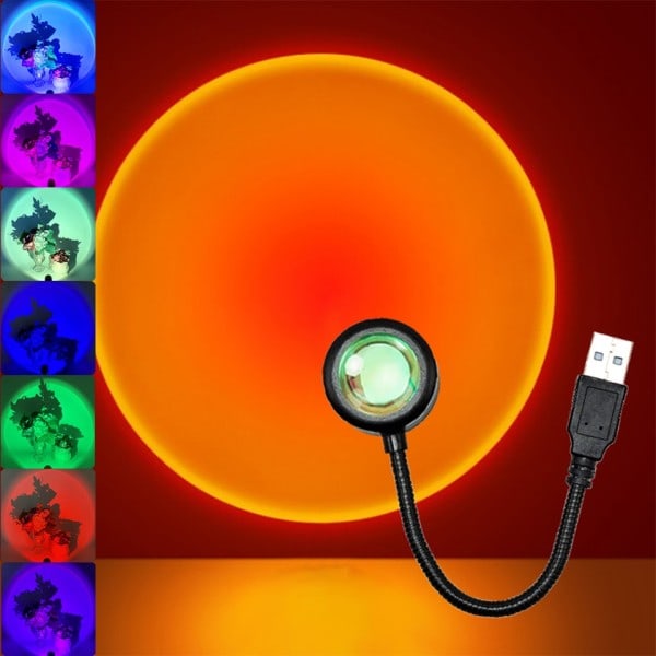 Led USB Solnedgang Lampe Nat Lys Projektor Fødselsdag Fest Dekoration Bærbar Humør Lys