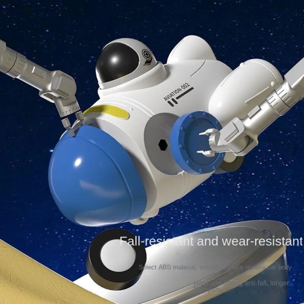 Söpö astronautti sarjakuva avaruusalus törmäys ehkäisy sarjakuva hitaus auto koulutus lelu
