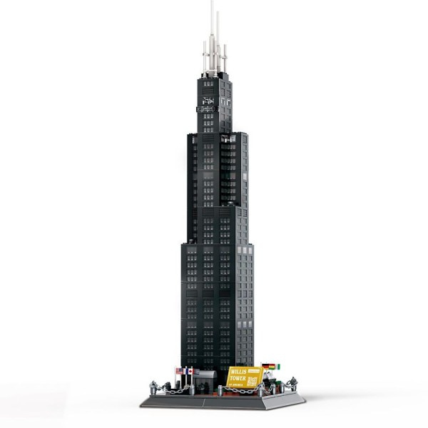 By gade udsigt berømt arkitektur Willis Tower Chicago Bygning Klodse mursten Bygning legetøj