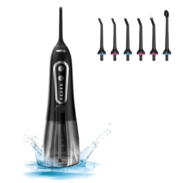 Oral Irrigator 5 Modus Bærbar Oppladbar Dental Vann Jet 6 dyser Vanntett 300ML Tank Vann Flosser