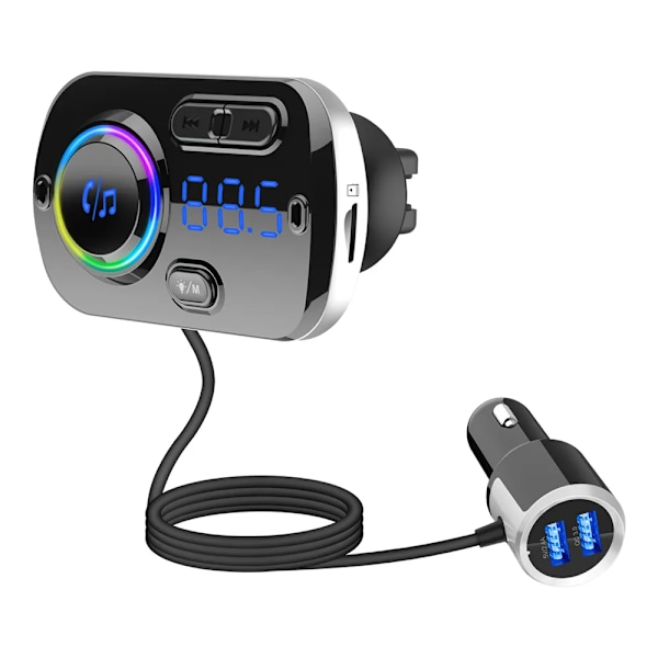 Bluetooth 5.0 FM Modulator Sender 2.4A USB Bil Oplader Håndfri Bil Kit Trådløs Aux Audio FM Sender