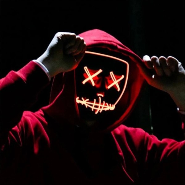 LED Halloween naamio Luminous Glow In The Dark ripsivärit Halloween juhla asu