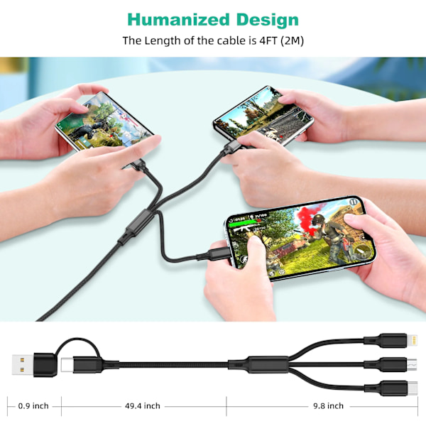 3 i1 laddning kabel multi usb port fler usb laddning sladd typ C mikro laddare mobil telefon kabel