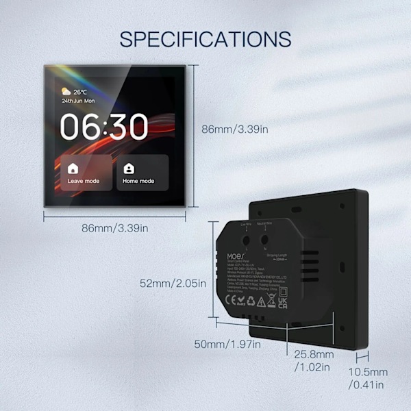 Smart Touch Screen Center Ohjauspaneeli Voice Control Alexa Sisäänrakennettu ZigBee Gateway Sisäänrakennettu Intelligent Scenes 4