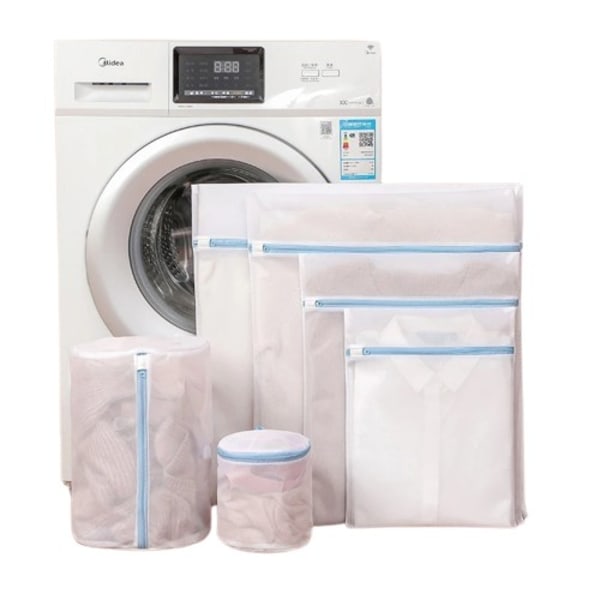 Set om 6 delar Blå Zipper Tvättväska Fin Mesh Hög Kvalitet Förvaring Väsar Hushåll Kläder Rengöring Skydda Tvättväska För Tvätt maskin