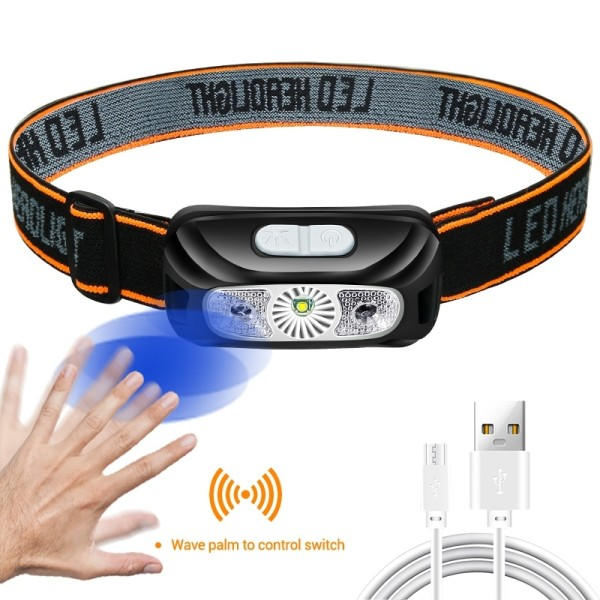 Mini Genopladelig Kraftfuld Sensor Pandelygte Fiskeri Camping USB Pande Lommelygte