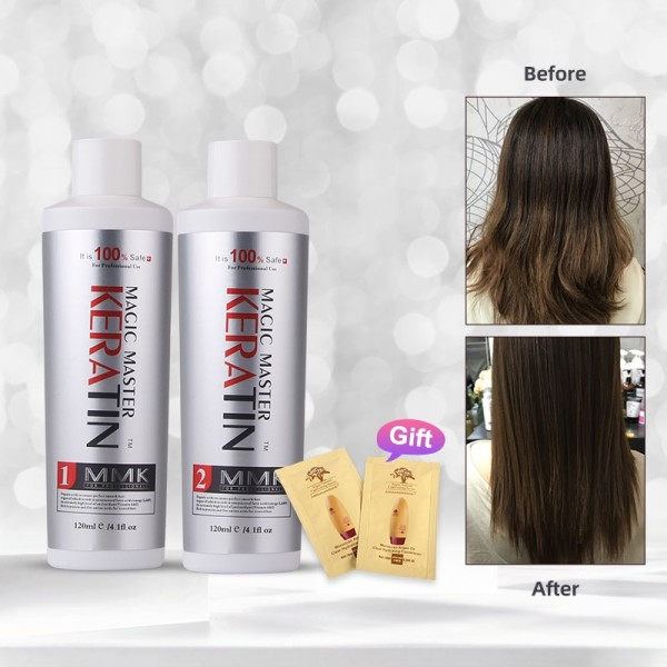Luonnollinen kookos öljy keratiini hius hoito 120ml Magic Master keratiini+120ml puhdistava shampoo