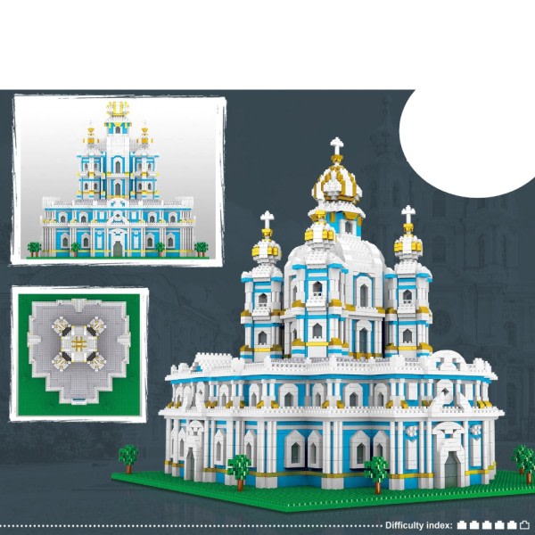 Smolny kloster block uppsättning 3D kyrka stad landskap diamant byggnad tegelsten leksak