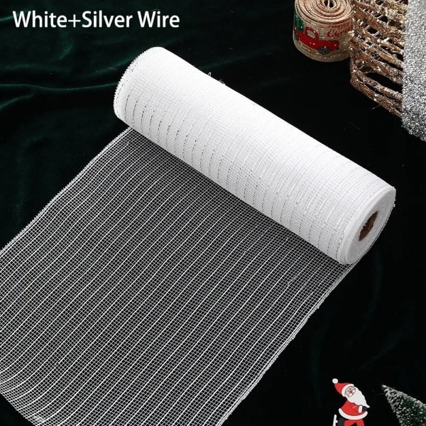 Guld Vit nät band gör-det-själv jul träd glitter nät rulle dekorationer bröllop jul dekor