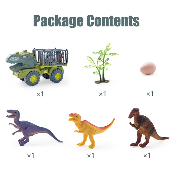 Gutter Bil Leker Dinosaur Lastbil Transport Carrier Kjøretøy Dino Dyr Modell Tyrannosaurus Rex Lastbil