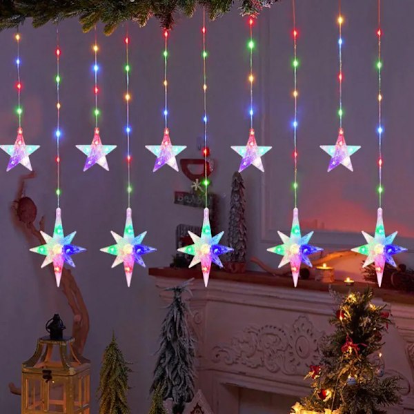 Ferie LED streng Lys Farverig Lys 8 Modes EU stik Udendørs Have Bryllup Hjem Værelse Jule Dekoration Lampe