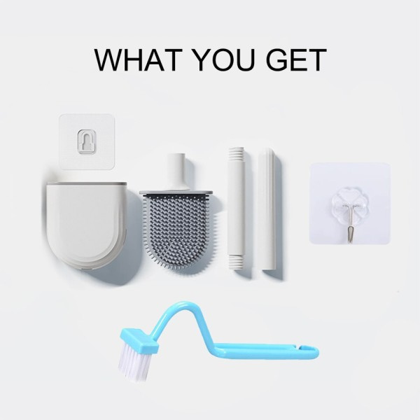 Flexibel Silicon Toalett Borste Andas Toalett Skål Renare Borste med Snabbtorkande hållare