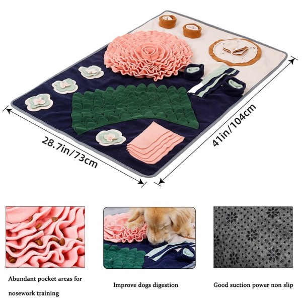 Snuffle matte for hunder interaktivt fôring lek med sklisikker bunn pad hund godbiter fôring matte