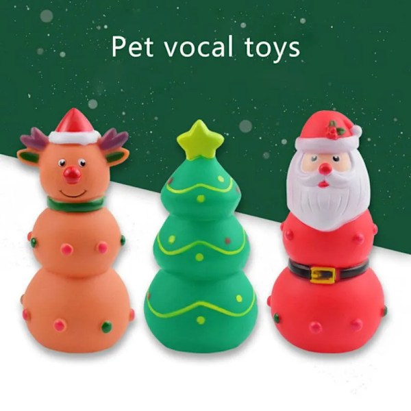 Jul Hund Leker Hund Tygge Leker Kjæledyr Lydende Valp Gummi Leker Jul Julenissen Snømann