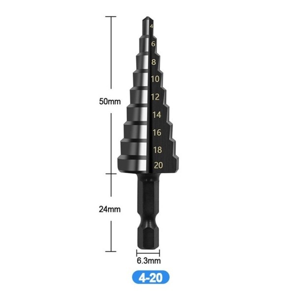 Lige rille trin bor bit nitrogen coated boring el værktøj sæt træ metal hul fræser