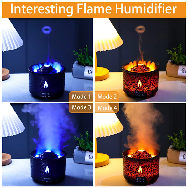 Eld Låga Luft luftfuktare Aroma Diffuser Eterisk Olja med Fjärrkontroll Manet för Hem Doft