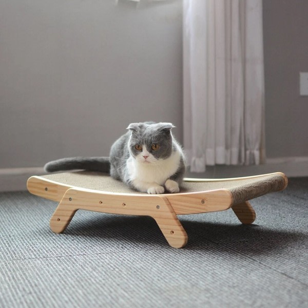 Trä katt skrapa skrapa avtagbar lounge säng 3 i 1 skrapa stolpe