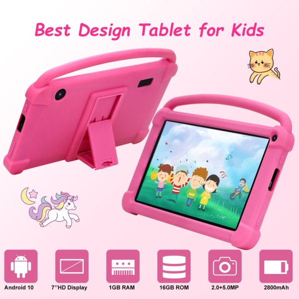 QPS Q1K 7 tommer Android Kids  Tablet 2800mah 1GB 16GBROM WIFI Quad Core Android 10